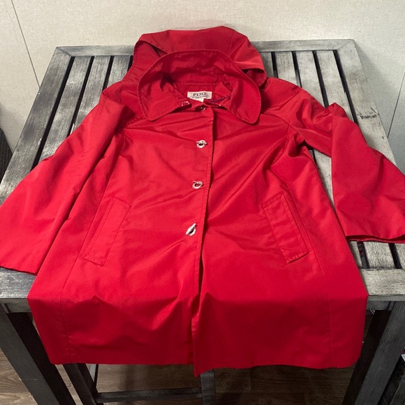 London Fog Jackets & Blazers - Women’s FOG by London fog.  Red size large. Hooded raincoat